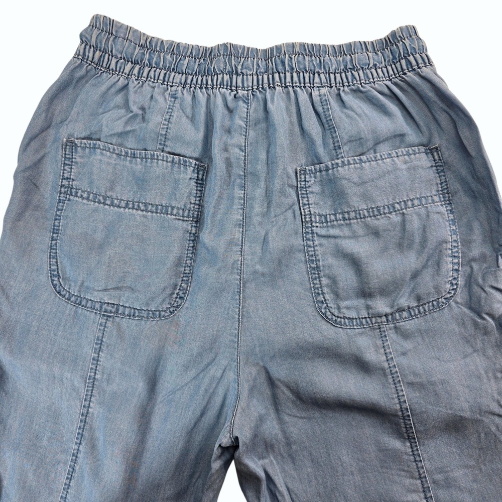 Japna Jogger Pants Women M Blue Lyocell Ruched Elastic Waist Boho Coastal Casual - Picture 4 of 8